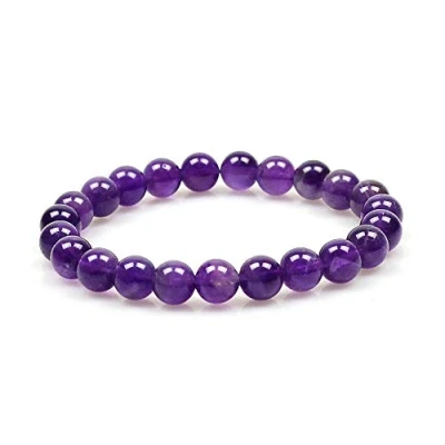 Image of MJDCB 8mm Natural Amethyst Beads Bracelet Healing Crystals Bracelets