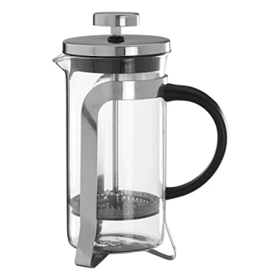 Image of Premier Housewares Cafetiere Coffee Maker Clear Glass French Press Rose Gold Frame Stainless Steel Caffettiera 19 x 17 11 Cm