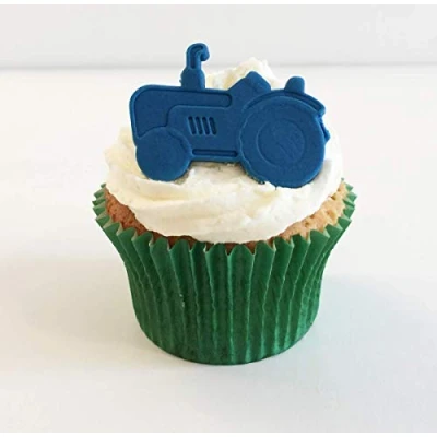 Image of 6 Blue Sugar Tractor Cake Decorations Edible, Unique and Made with Love in The UK!