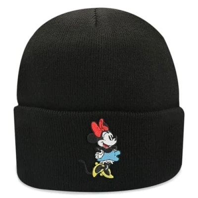 Image of Disney Knit Beanie Winter Hat for Women Minnie Mouse, Black Beanie, Small Large
