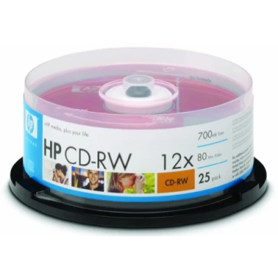 Image of HP CD RW 4x 12x Blank Discs (80 Minutes/700 MB) 25 Disc Cake Box