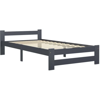 Image of vidaXL Bed Frame without Mattress Dark Grey Solid Pine Wood 100x200 cm
