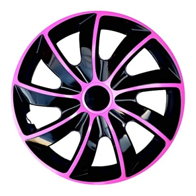 Image of NRM Quad Bicolor Wheel Covers Hubcaps 13&quot; Set 4PCS Car ABS Pink Universal 13 in Weather Resistant