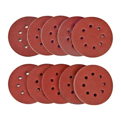 Image of Sanding Discs Pads,SPTA 100Pcs 125mm Orbital Sander Discs, Hook and Loop 40# 80#,120#,180#,320#,400#,600#,800#,1500#,2000# Grits 8 Holes Sandpaper For Random SDPS5M100