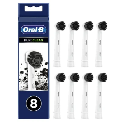 Image of Oral B Pure Clean Replacement Electric Toothbrush Head, Pack of 8