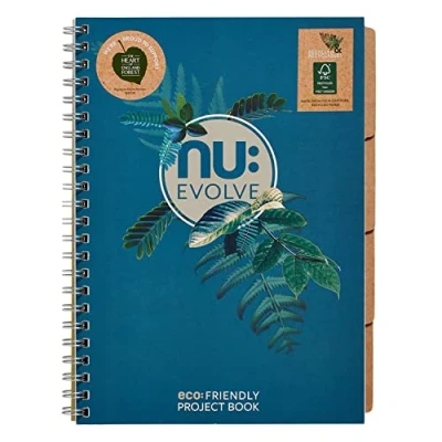 Image of NU Notebooks Evolve Teal Range Recycled Notebook A4 Project Book Wirebound 150 Pages, NU004100 FSC