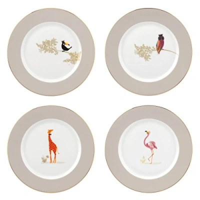 Image of Portmeirion Home &amp; Gifts Piccadilly 8&quot; Plates Set of 4, Ceramic, Multi Colour, 23 x 5.5 cm