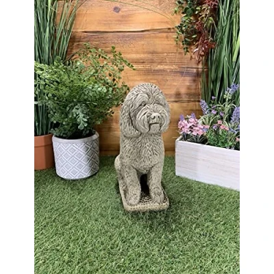 Image of J and L STONE Ornaments GARDEN DETAILED COCKAPOO POODLE DOG GIFT STATUE ORNAMENT
