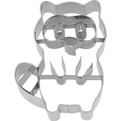 Image of Birkmann Raccoon Cookie Cutter Marzipan Fondant Stainless Steel Dishwasher Safe 7cm