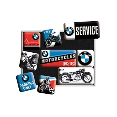 Image of Nostalgic Art 83077 BMW Motorcycles, Magnet Set (9pcs)