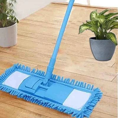 Image of A406 FLAT MICROFIBRE ABSORBENT MOP FLOOR CLEANER SWEEPER DRY WET EXTENDABLE HANDLE