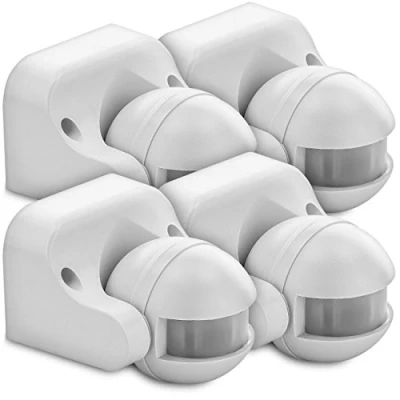 Image of deleyCON 4x Infrared Motion Detector Surface Wall Mounting Inside Outside Splash Proof Tiltable 180 Working Area 12m Range White