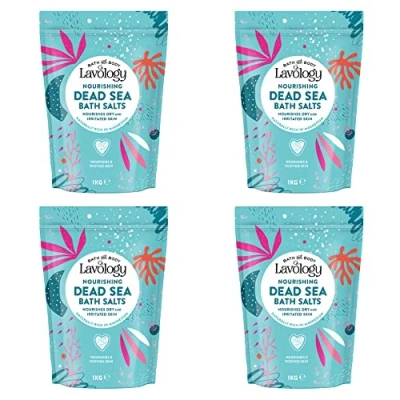 Image of Dead Sea Bath Salts by Lavology 1kg x4 All Natural Ingredients Nourishes Dry &amp; Irritated Skin