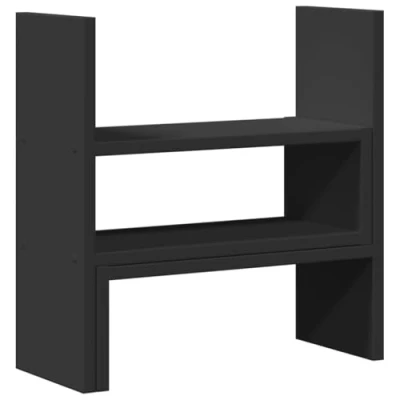 Image of vidaXL Black Adjustable Desk Organiser Engineered Wood File Desktop Shelf Home Office Space Saving Storage