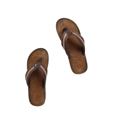 Image of Weird Fish Malham Leather Look Flip Flops Antique Tan Size 9