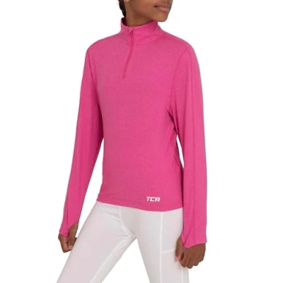 Image of TCA Girls Lightweight Fusion Quickdry Long Sleeve Half Zip Running Top Liquid Pink Heather, 12 14 Years