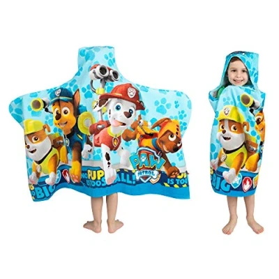 Image of Franco Kids Bath and Beach Soft Cotton Terry Hooded Towel Wrap, 24&quot; x 50&quot;, Paw Patrol Blue