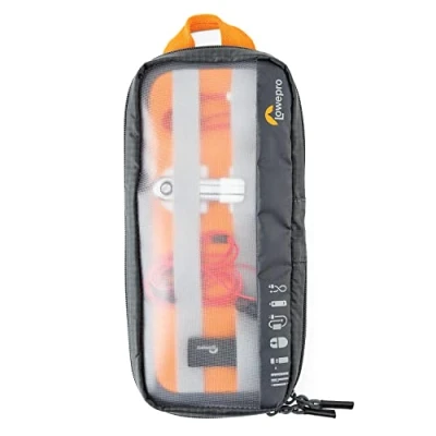 Image of Lowepro GearUp Pouch Medium, Travel Essentials Case, Case for PC Cords, Cables, Adapters, Batteries, Chargers and USB Sticks, Laptop Accessory Made of Recycled Fabric, Grey