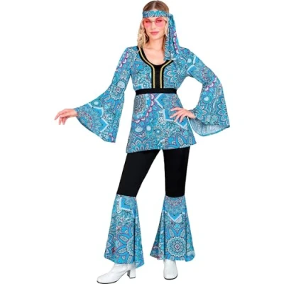 Image of Widmann 21922 Disfraz 60s Estilo Hippie Costume, Azul, M