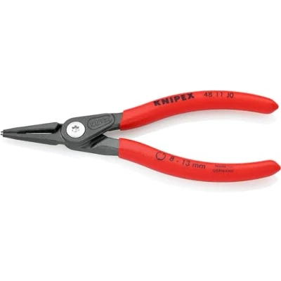 Image of Knipex Precision Circlip Pliers for internal circlips in bore holes grey atramentized, with non slip plastic coating 130 mm 48 21 J11