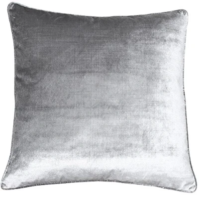 Image of Riva Paoletti Luxe Velvet Cushion Cover Silver Grey Soft Feel Fabric Reversible Hidden Zip Closure Machine Washable 100% Polyester 55 x 55cm (22&quot; 22&quot; inches)