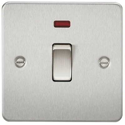 Image of KnightsBridge Flat Plate 20A 1G DP switch with neon brushed chrome
