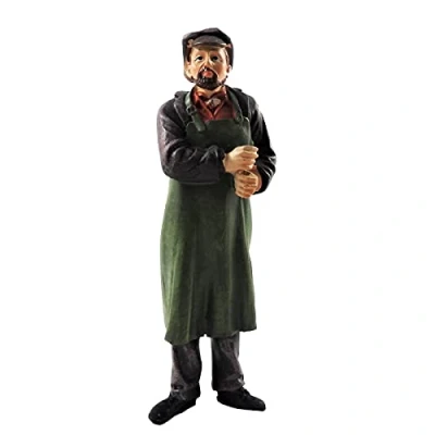 Image of Melody Jane Dolls House People Old Fashioned Work Man in Apron Cap Resin Figure