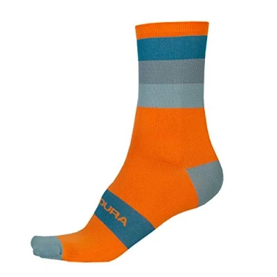 Image of Endura Men&#039;s Graphics Cycling Socks, Pumpkin/Grey/Blue, S M