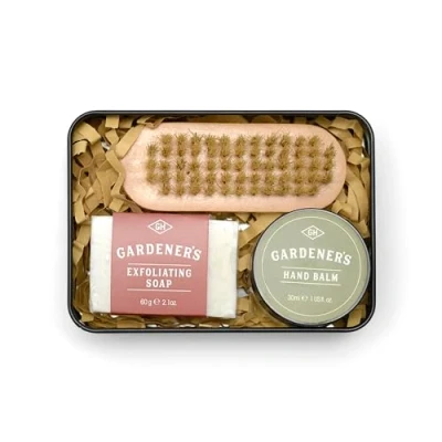 Image of Gentlemen&#039;s Hardware Nail Brush, Exfoliating Soap, and Hand Balm Gift Set, Oak Moss, 3 Piece