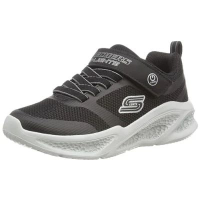 Image of Skechers Lighted GORE Strap Trainers for kids, Size: 9.5K, Black/grey Synthetics/textile