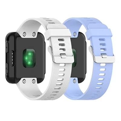 Image of Compatible with Garmin Forerunner 35/ 30 Bands, Silicone Replacement Watchband for 35/Forerunner GPS Running Watch (2 Pack (White+Light Blue))
