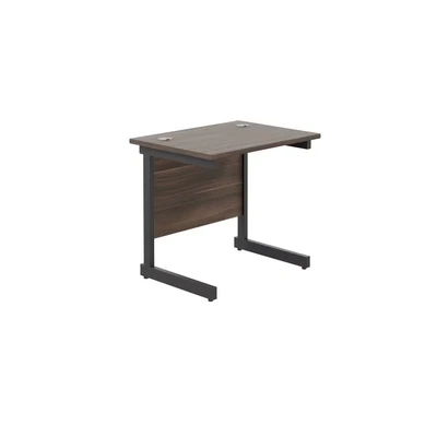 Image of Jemini Rectangular Double Upright Cantilever Desk 800x600x730mm Dark Walnut/Black KF819493