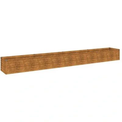 Image of vidaXL Rectangular Corten Steel Garden Raised Bed, Spacious Weather Resistant Plant Container, Decorative for Outdoor Gardening