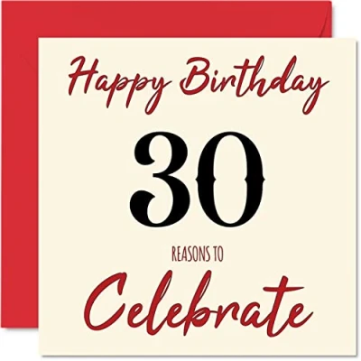 Image of Fun 30th Birthday Cards for Men Woman Reasons To Happy Card Dad Mum Son Daughter Brother Sister Uncle Auntie Cousin, 145mm x Greeting Cards,