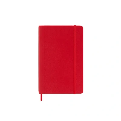 Image of Moleskine Classic Plain Paper Notebook, Soft Cover and Elastic Closure Journal, Color Scarlet Red, Size Pocket 9 x 14 A6, 192 Pages