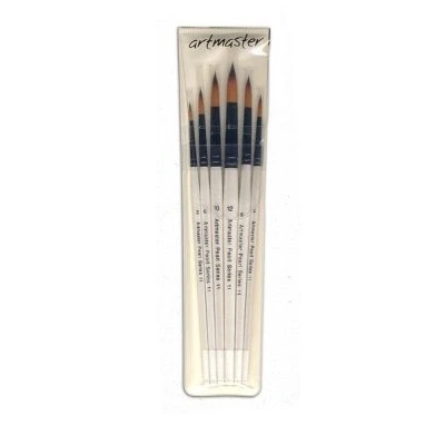 Image of Artmaster Artists Watercolour Pearl Brush Wallet Set 6 Round Brushes by The Art Shop Skipton