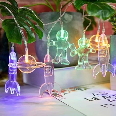 Image of XINGHE Space Children&#039;s Fairy String Lights, Battery Operated LED Lights for Room, 1.5M Wire with 10 LEDs