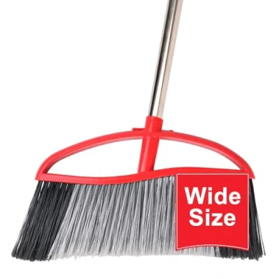 Image of Outdoor Broom,15.7&#039;&#039; Wide Broom, Heavy Duty Broom with Long Handle, Angle Stiff Bristles,Commercial Sweeping for Yard,Garden,Garage,Patio (Red)