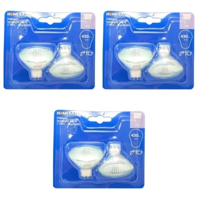 Image of FabFinds MR16 Halogen Spotlight Bulbs Dimmable Warm White 2800K 35W 12V 430Lm TCP Powered (6)