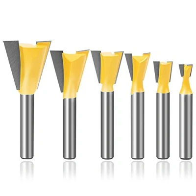 Image of Mesee 6 Pieces Dovetail Router Bits, 1/4 Inch Shank Half Blind &amp; Through Joint Bit Set Woodworking Milling Cutter Tools 1/4&quot; 3/8&quot; 1/2&quot; 5/8&quot; 3/4&quot; 7/8&quot;