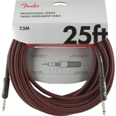 Image of Fender Professional Series Instrument Cable 25 ft STR/STR Red Tweed