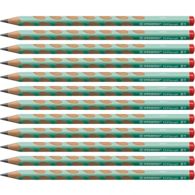 Image of Ergonomic Graphite Pencil STABILO EASYgraph Pastel Right Handed Pack of 12 Green HB