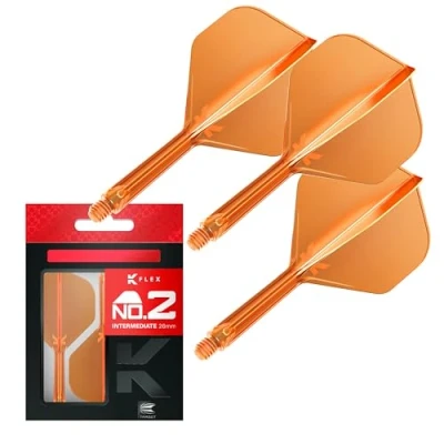 Image of Target Darts K Flex Integrated Dart Flight And Shaft, No.2 Orange (Intermediate) Pack Of 3 No 2, Kflex Precision Moulded 2 In 1 Flights Stem Professional Accessories
