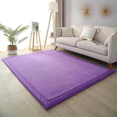 Image of Dmkjdzsw Crawling Mat for Baby Non slip，Nursery Rug，Coral Velvet Area Rugs，2cm Thick Kids Carpet Purple 120 * 200cm