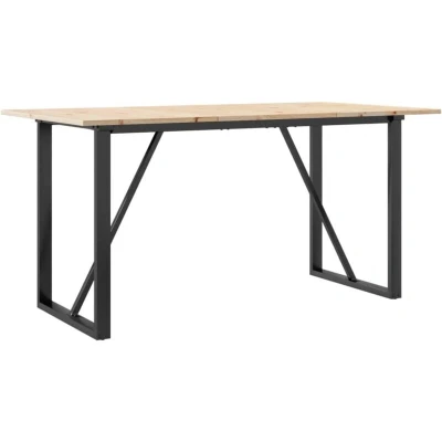 Image of vidaXL Dining Table O Frame 160x80x75 cm Solid Wood Pine and Steel