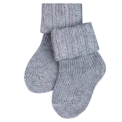 Image of FALKE Unisex Baby Flausch B SO Cotton Wool Plain 1 Pair Socks, Grey (Light 3400), 6 months