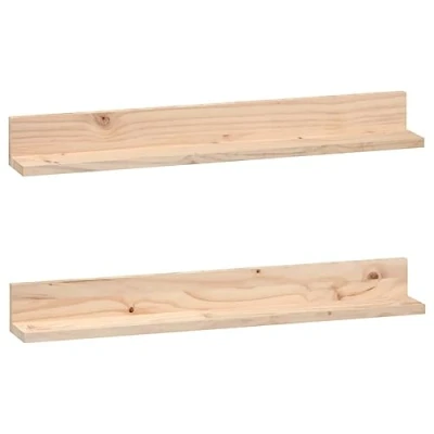 Image of vidaXL Wall Shelves 2 pcs 80x11x9 cm Solid Wood Pine