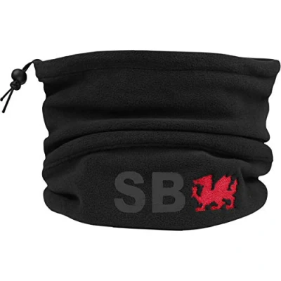 Image of TeddyTs Personalised Wales Thermal Black Fleece Sports Snood with Adjustable Toggle (Charcoal Embroidery)