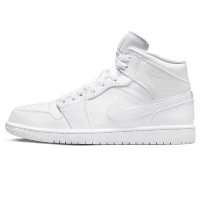 Image of Jordan AIR 1 MID Hightop trainers, Men&#039;s, Size: 9, Weiß leather and imitation