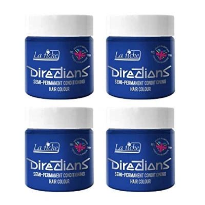 Image of 4x La Riche Directions Semi Permanent Hair Color 100ml Tub Atlantic Blue